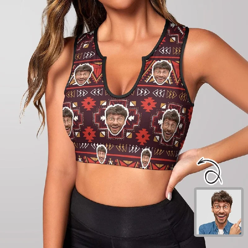 Massive Deals Custom Husband Face Deep Red Vintage High Quality Yoga Top