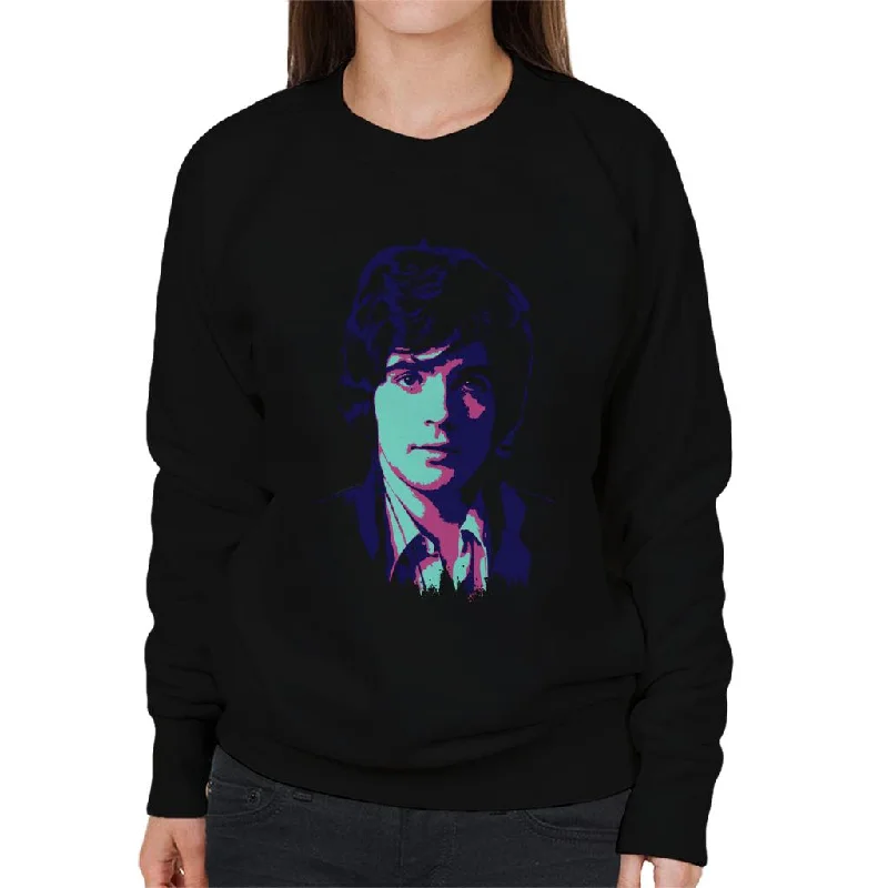 modern athletic hoodieTV Times Singer David Essex 1968 Pop Art Stylised Women's Sweatshirt