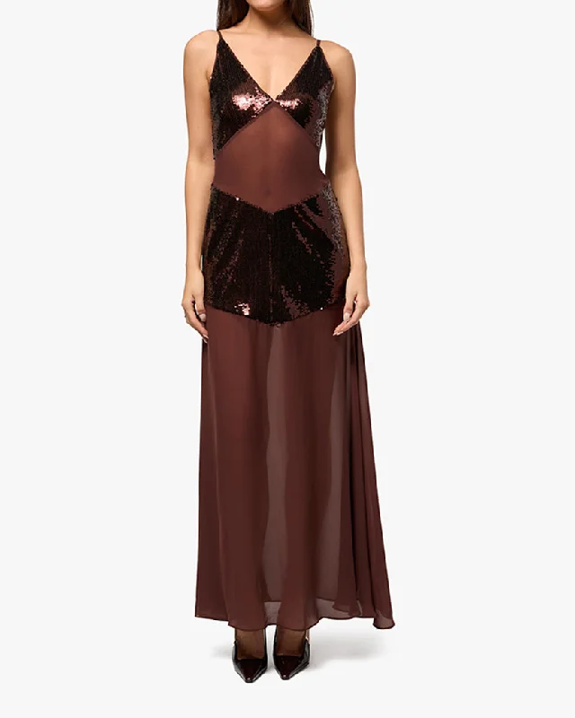 satin midi dressSheer Panel Maxi Dress