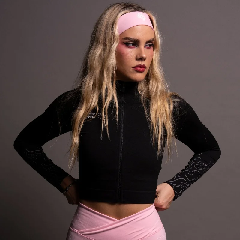 Today’s Deal Our Fire "Everson Seamless" Yasmin L/S Zip Top in Black