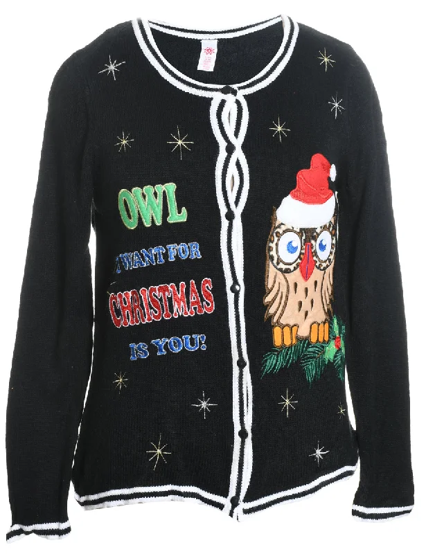 Warehouse Sale Black Christmas Cardigan - S