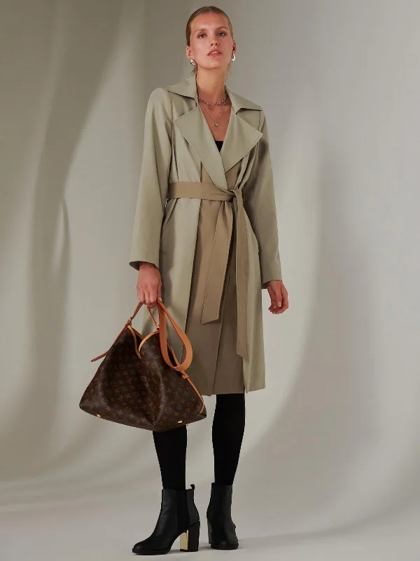 Inventory Reduction Two Tone Contrast Trench Coat, Khaki