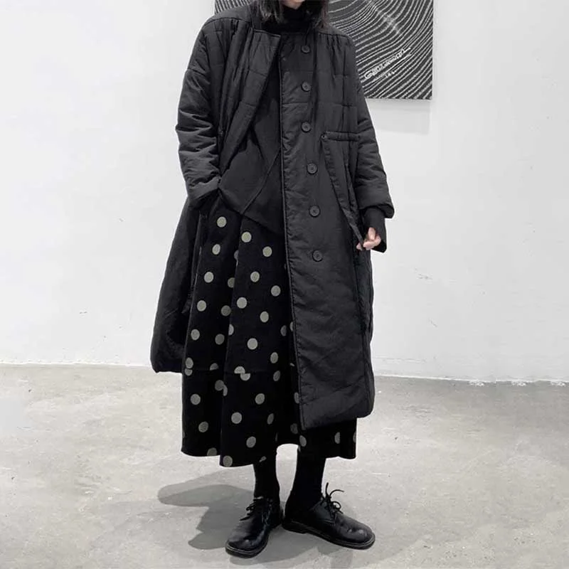 Limited Time Discount Drawstring Long Buttoned Loose Coat