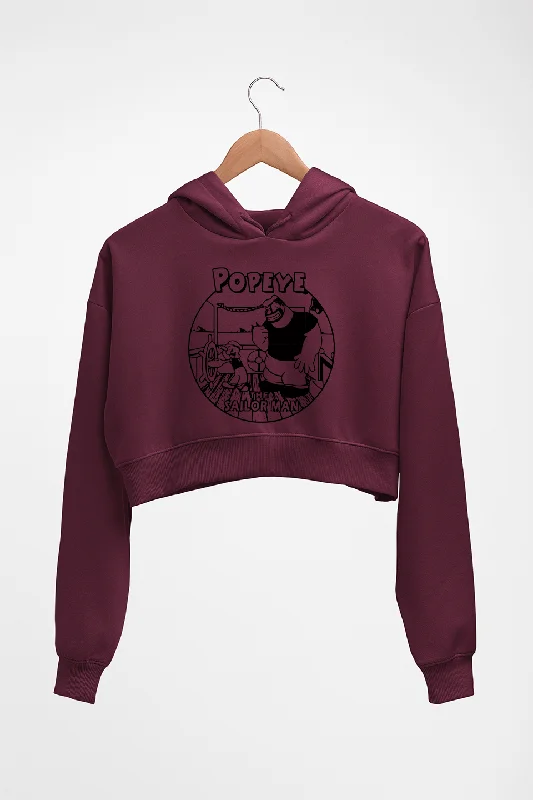 Markdowns casual pullover hoodiePopeye Crop HOODIE FOR WOMEN