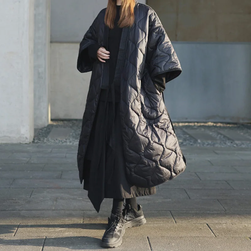 Buy More, Save More Retro Rhombus Knee-length Cotton Coat