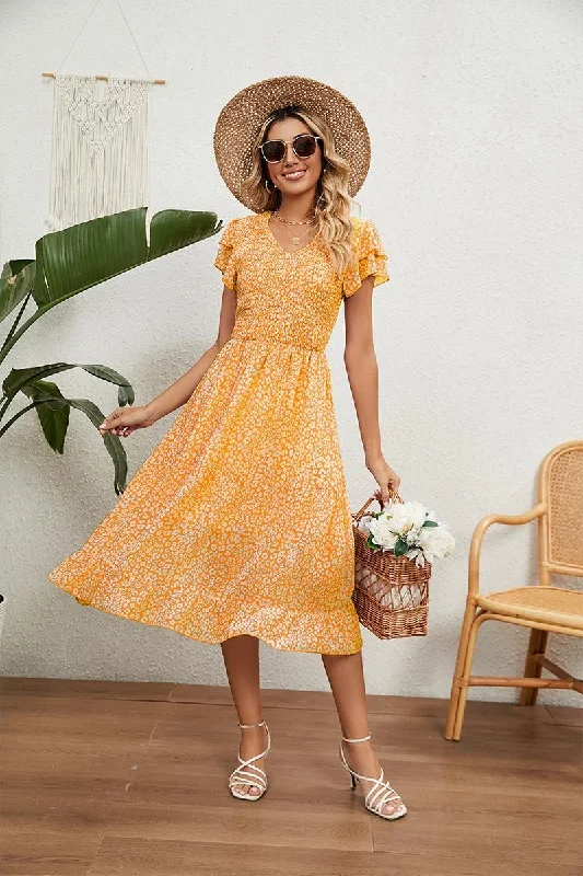 lace-up dressV NECK TIERED FLORAL LONG DRESS