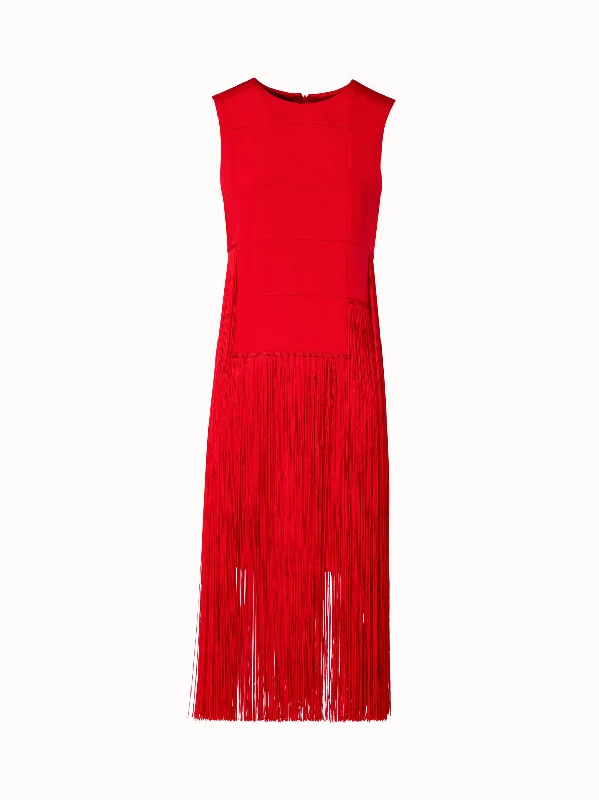 fitted bodycon dressSleeveless Silk Dress with Fringes