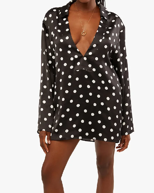 backless dressCaftan Oversized Polka Dot Shirtdress