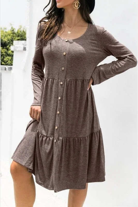 classic fit-and-flare dressLOOSE CASUAL BUTTON DRESS