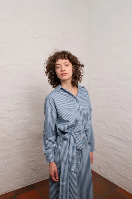 layered dressMidi Shirt Dress | Blue Stripe