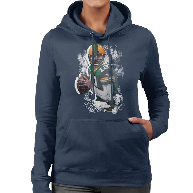 fitness lifestyle hoodieSidney Maurer Original Portrait Of Aaron Rodgers Women's Hooded Sweatshirt