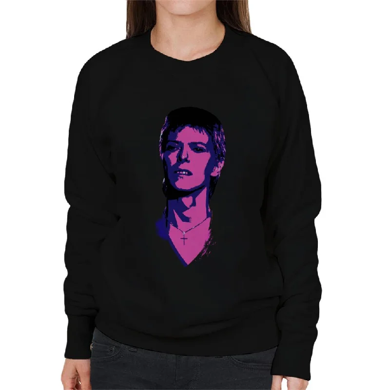 premium gym hoodieTV Times Pop Star David Bowie Portrait 1977 Pop Art Stylised Women's Sweatshirt