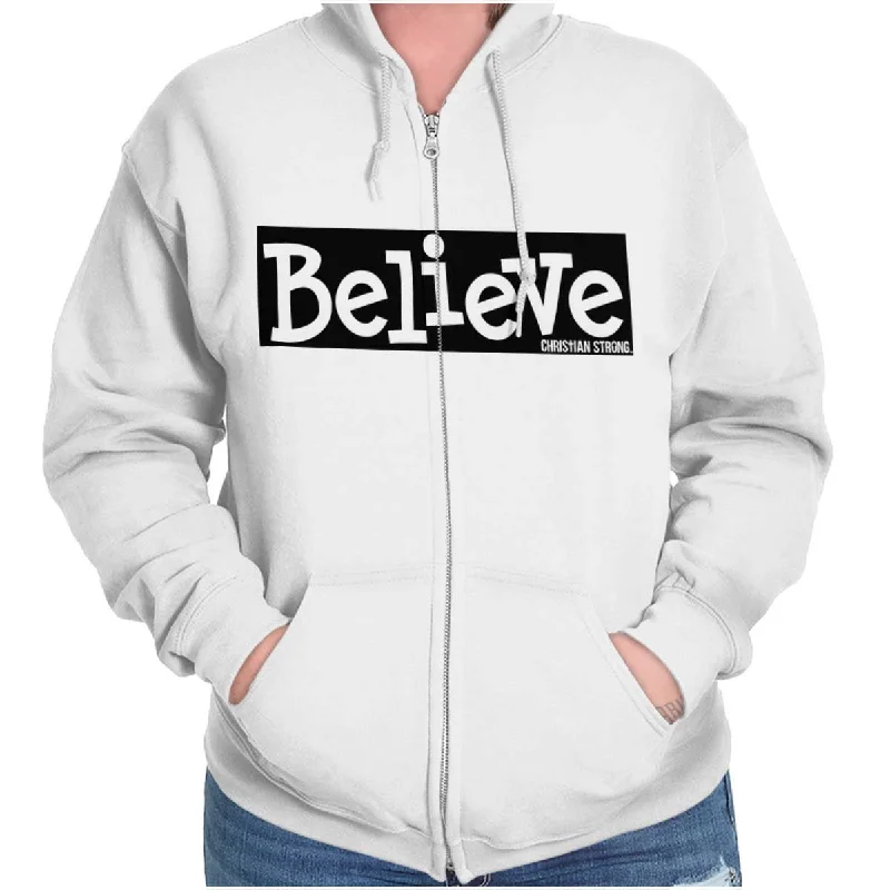 premium hoodieBelieve Christian Strong Zip Hoodie