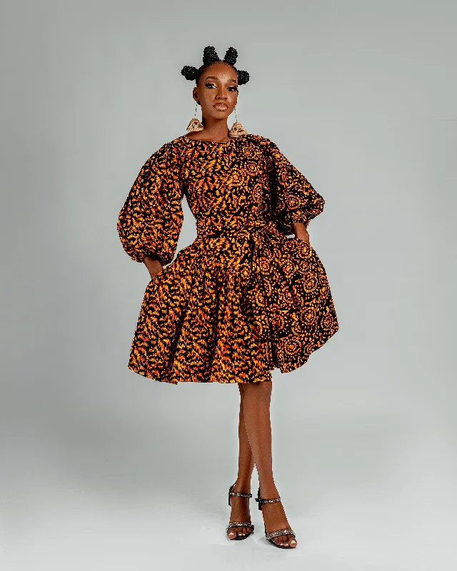 Shop and Save playful dressRisa Ankara Short flare Dress | Yellow African Print
