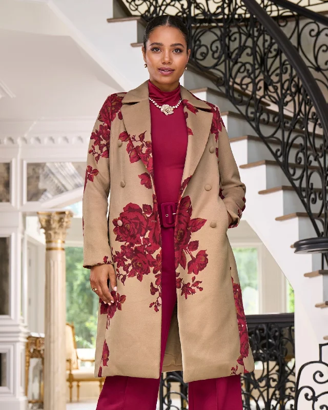 Take Advantage Rose Jacquard Coat Red Multi