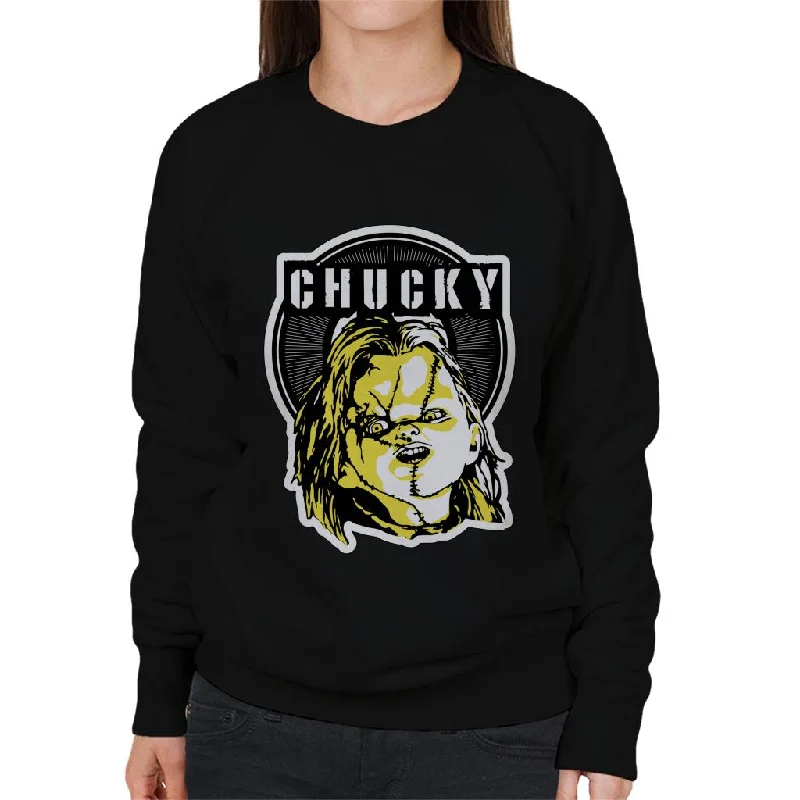 Act Fast warm athletic hoodieChucky Negative Character Head Women's Sweatshirt