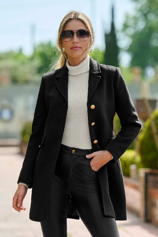 New Markdowns Classic Tailored Coat Black