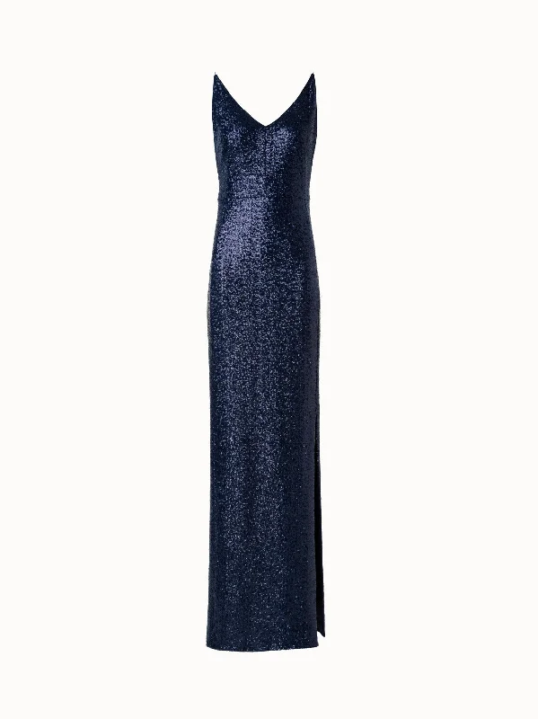 shift dressJersey Sequins V-Neck Gown