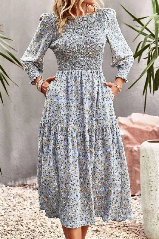 floral wrap dressFLORAL PATTERN LONG SLEEVE DRESS