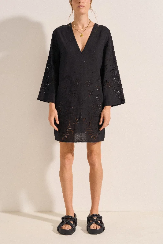 party dressVenus Tunic Black Eyelet Linen Dress