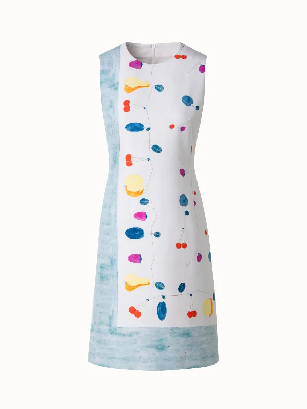 printed dressCotton Silk Double-Face Sheath Dress with Fruits Print