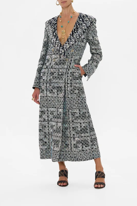 Price Cut LONG COAT WITH HOOD READ MY GLYPHS