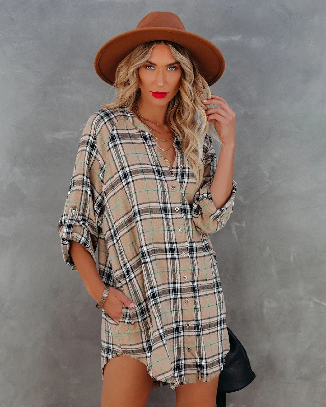 flowy dressTucker Cotton Blend Pocketed Plaid Button Down Tunic