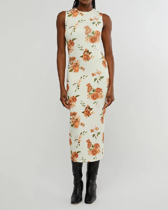 evening dressMuscle Tank Neutral Floral Midi Dress