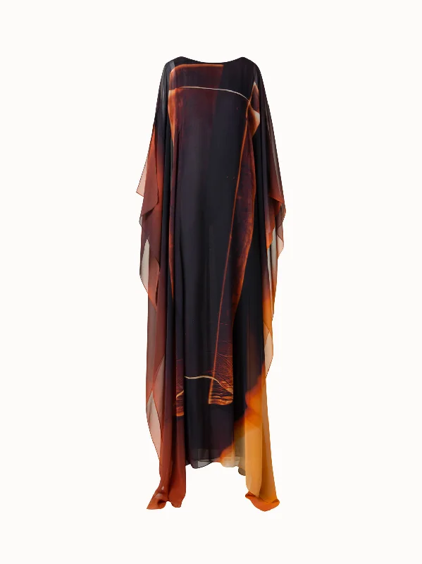 wool dressCaftan Silk Gown with Tube Print