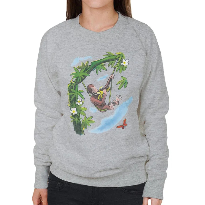 fashionable workout wearCurious George Vine Hammock And Banana Women's Sweatshirt