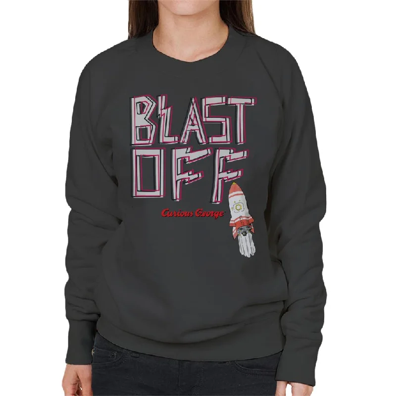 workout style hoodieCurious George Blast Off Rocket Women's Sweatshirt