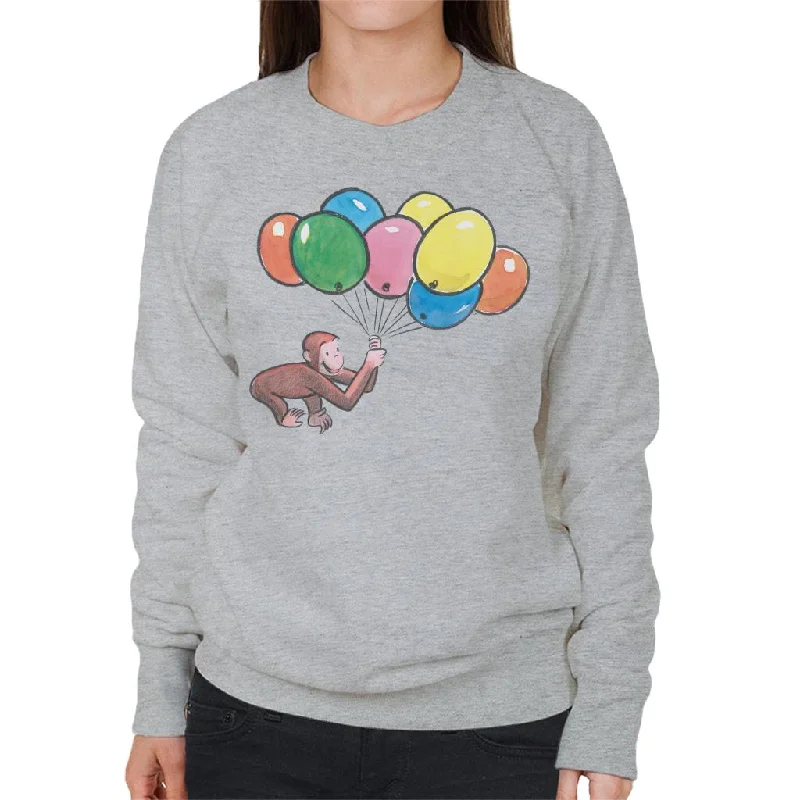 minimaCurious George Holding Balloons Women's Sweatshirt