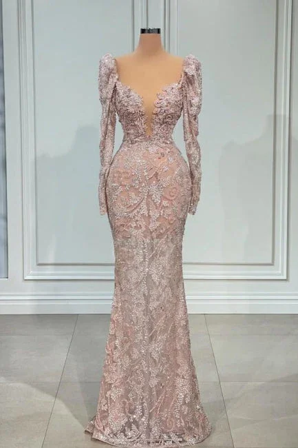 Deal Explosion casual summer dressGorgeous Pink Long Sleeves Beading Appliques Mermaid Formal Party Dress,DP976 Deal Explosion casual summer dressGorgeous Pink Long Sleeves Beading Appliques Mermaid Formal Party Dress,DP976