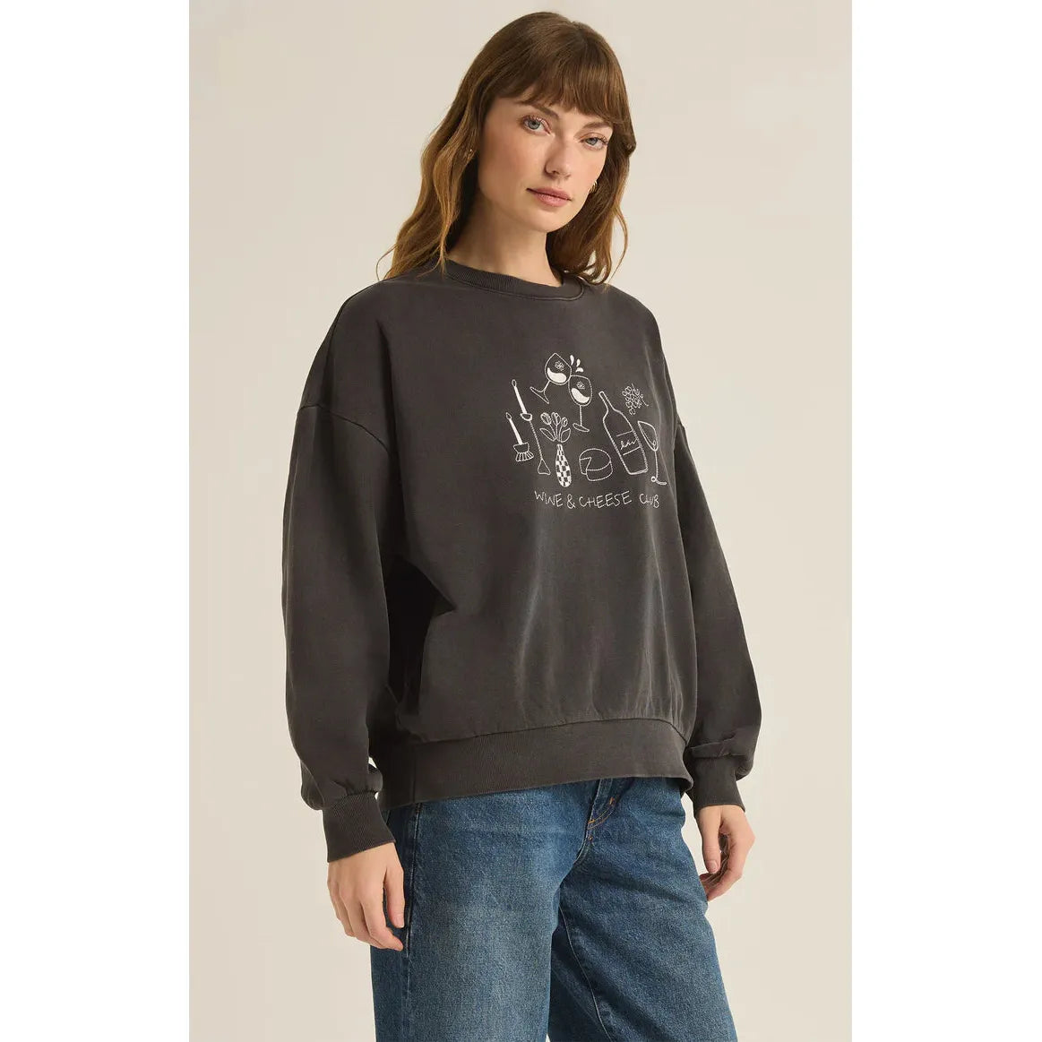 soft athletic sweatshirtZ Supply Wine Club Sunday SweatShirt