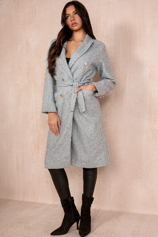 Daily Deals Ariel Grey Longline Belted Coat