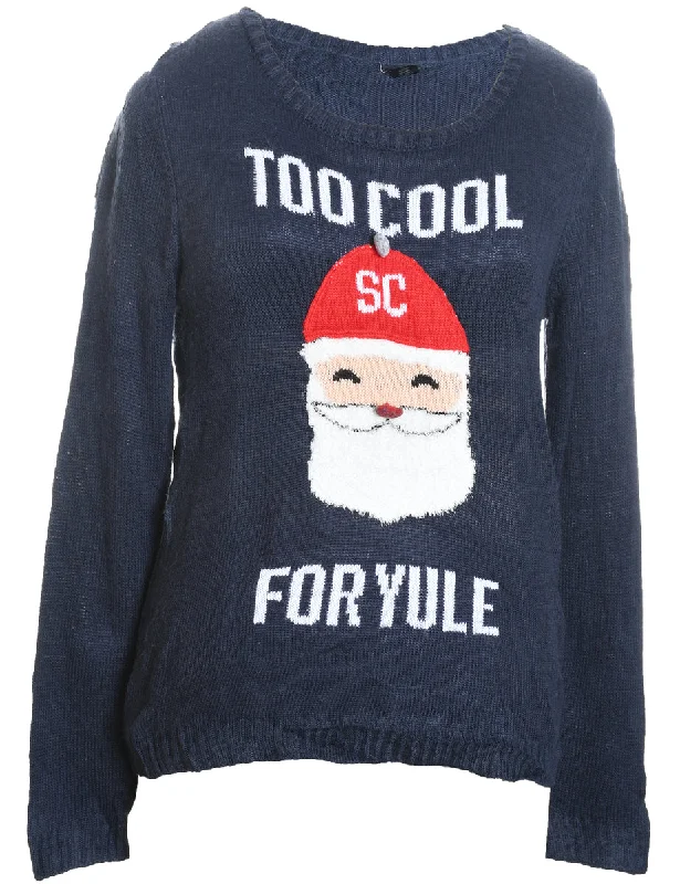 Exclusive Access Santa Claus Navy & Red Christmas Jumper - M