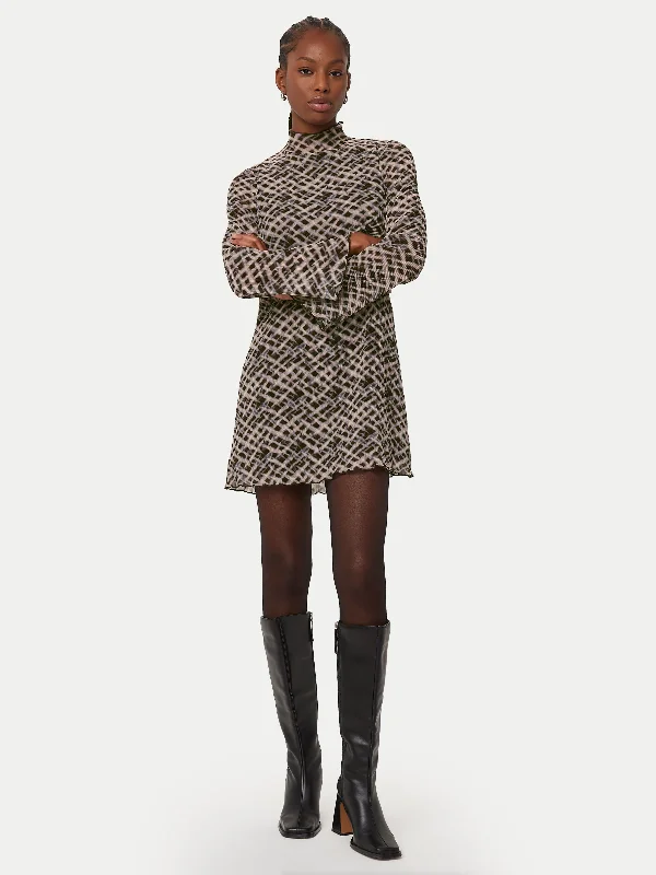 statement dressThe Textured Long Sleeve Dress  in Dark Chocolate