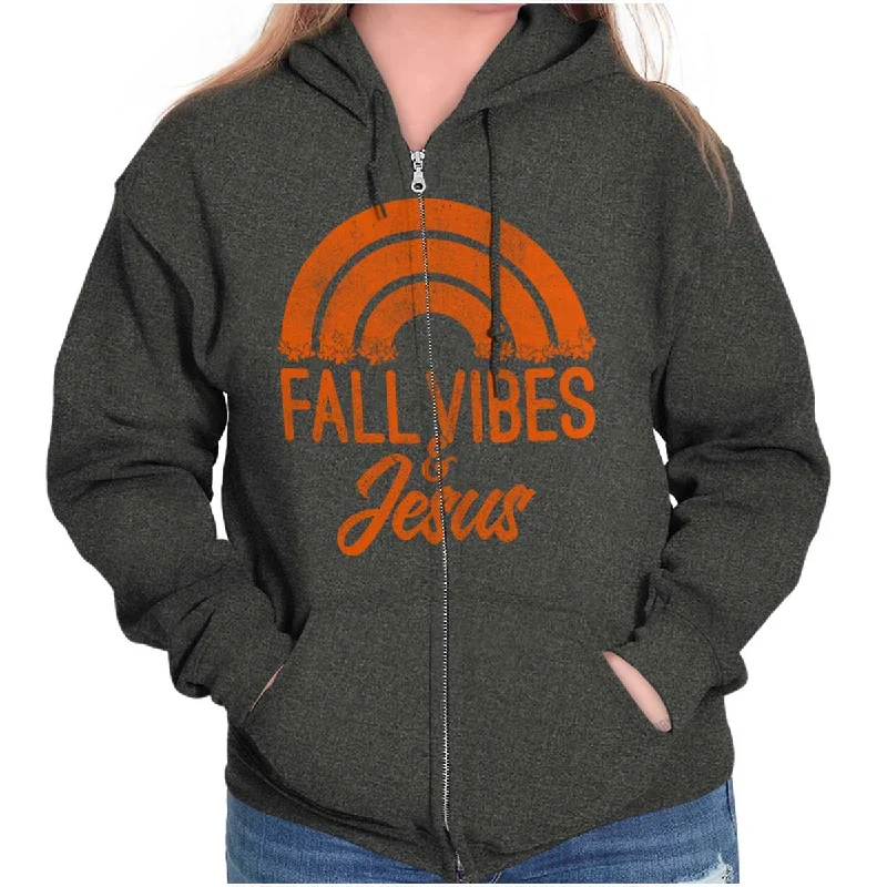 Exclusive Offers fashion hoodieFall Vibes & Jesus Zip Hoodie