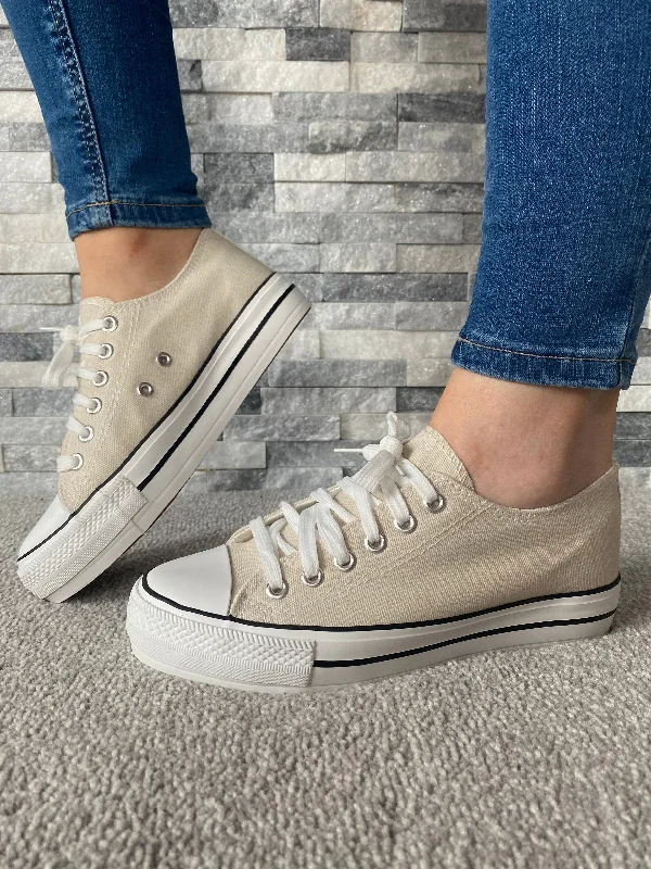 mini dressCamella Beige Canvas Style Lace Trainer