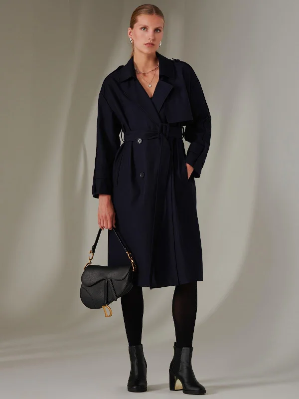 Warehouse Sale Double Breasted Trench Coat, Navy