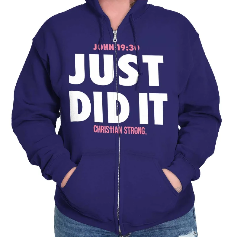 Best Deals casual streetwear hoodieJust did It Zip Hoodie