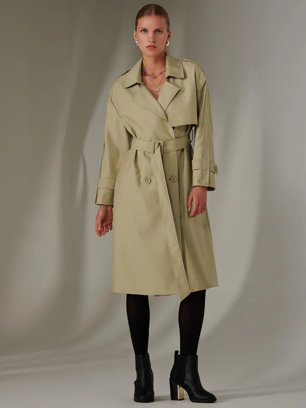 Factory Direct Sale Double Breasted Trench Coat, Stone