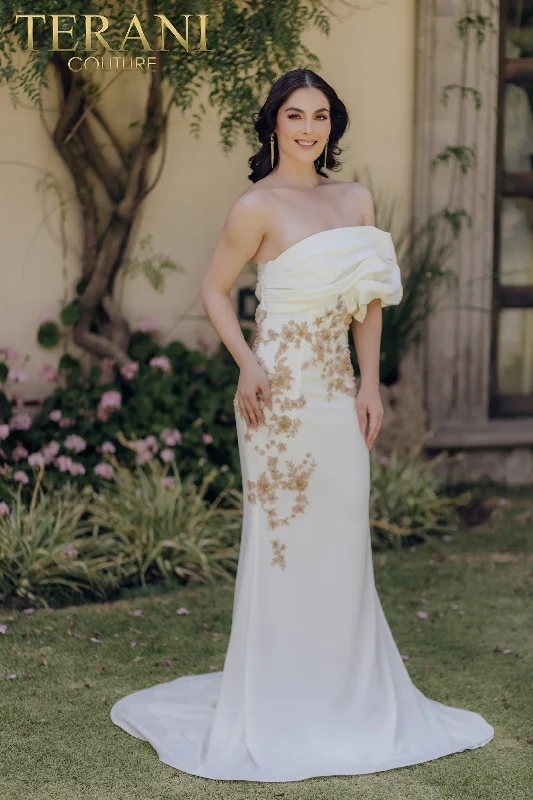 Final Clearance puff sleeve dressTerani Couture 232E1246