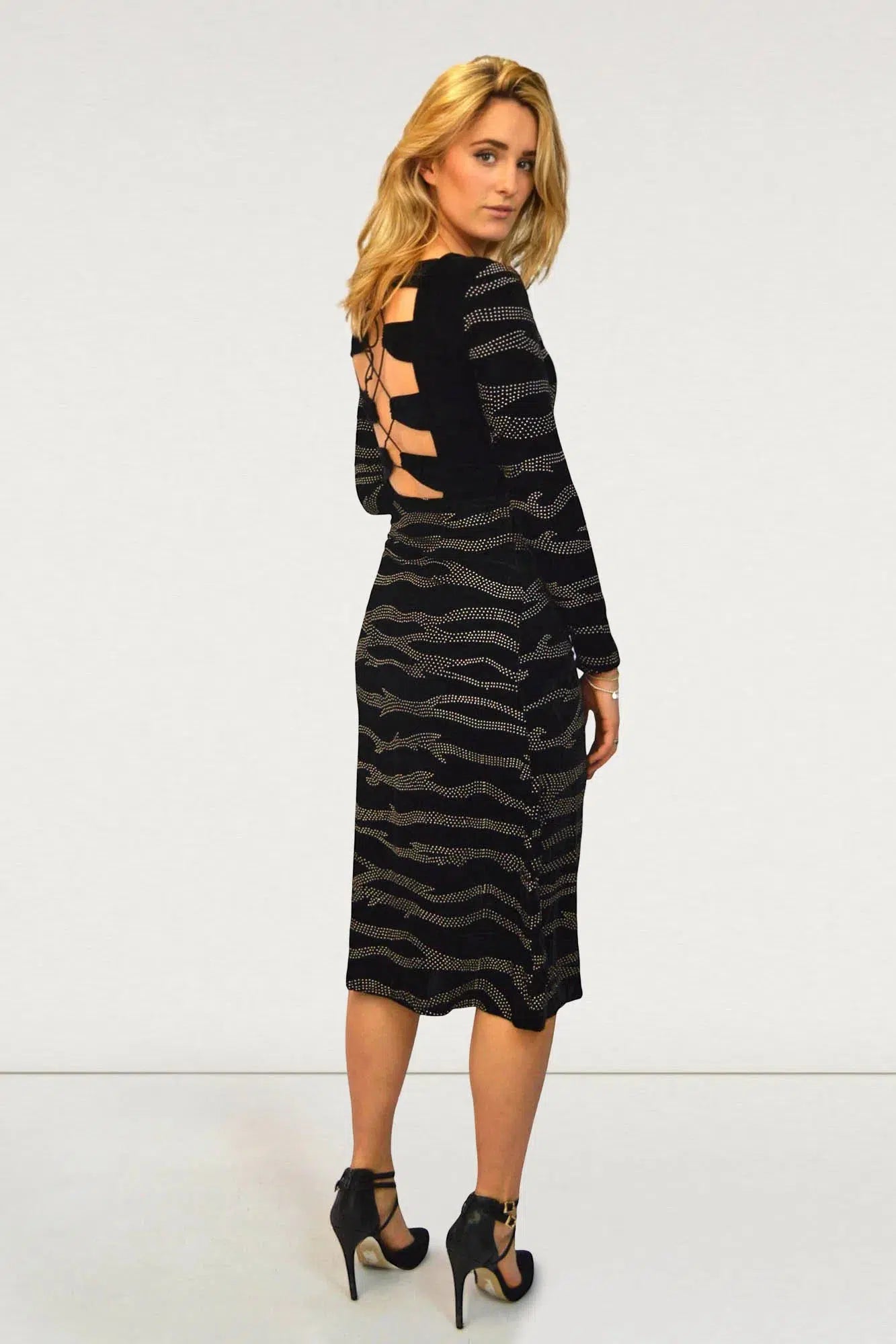 Deal of the Day Silver Swirl Velvet Midi Dress