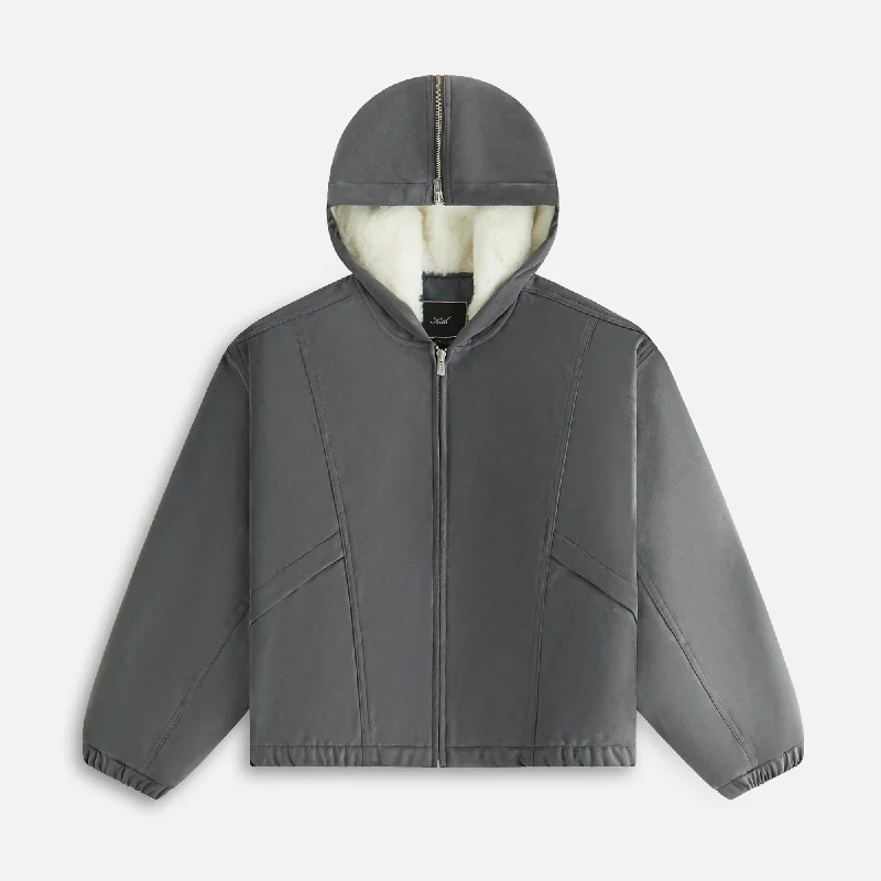 Deal Dash Kith Women Nylas Microsuede Zip Hooded Bomber - Asteroid