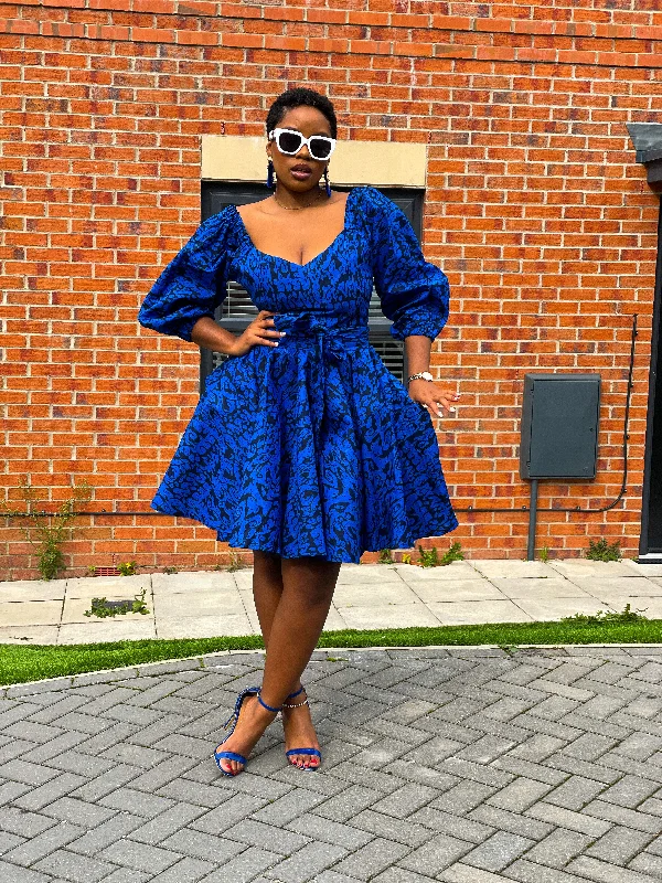 Unbeatable Prices evening dressBianca Ankara Midi Dress | Blue African Print