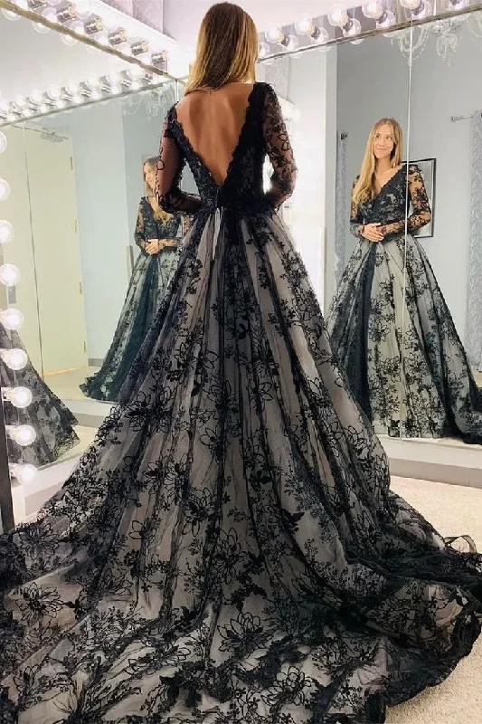 Super Sale casual shift dressBlack Long Sleeves Appliques Sweep Train Open Back Long Prom Dress,DP989 Super Sale casual shift dressBlack Long Sleeves Appliques Sweep Train Open Back Long Prom Dress,DP989