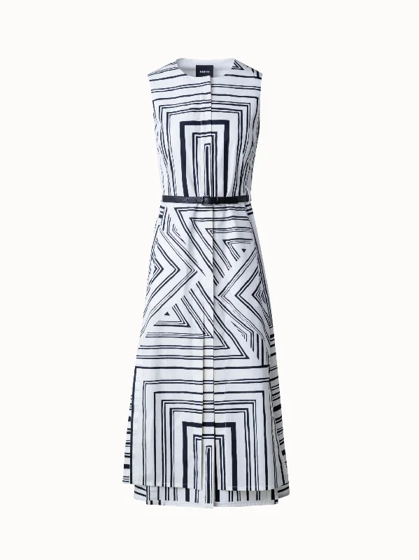 ashionable dressCotton Midi Dress with Lizzi's Lines Print