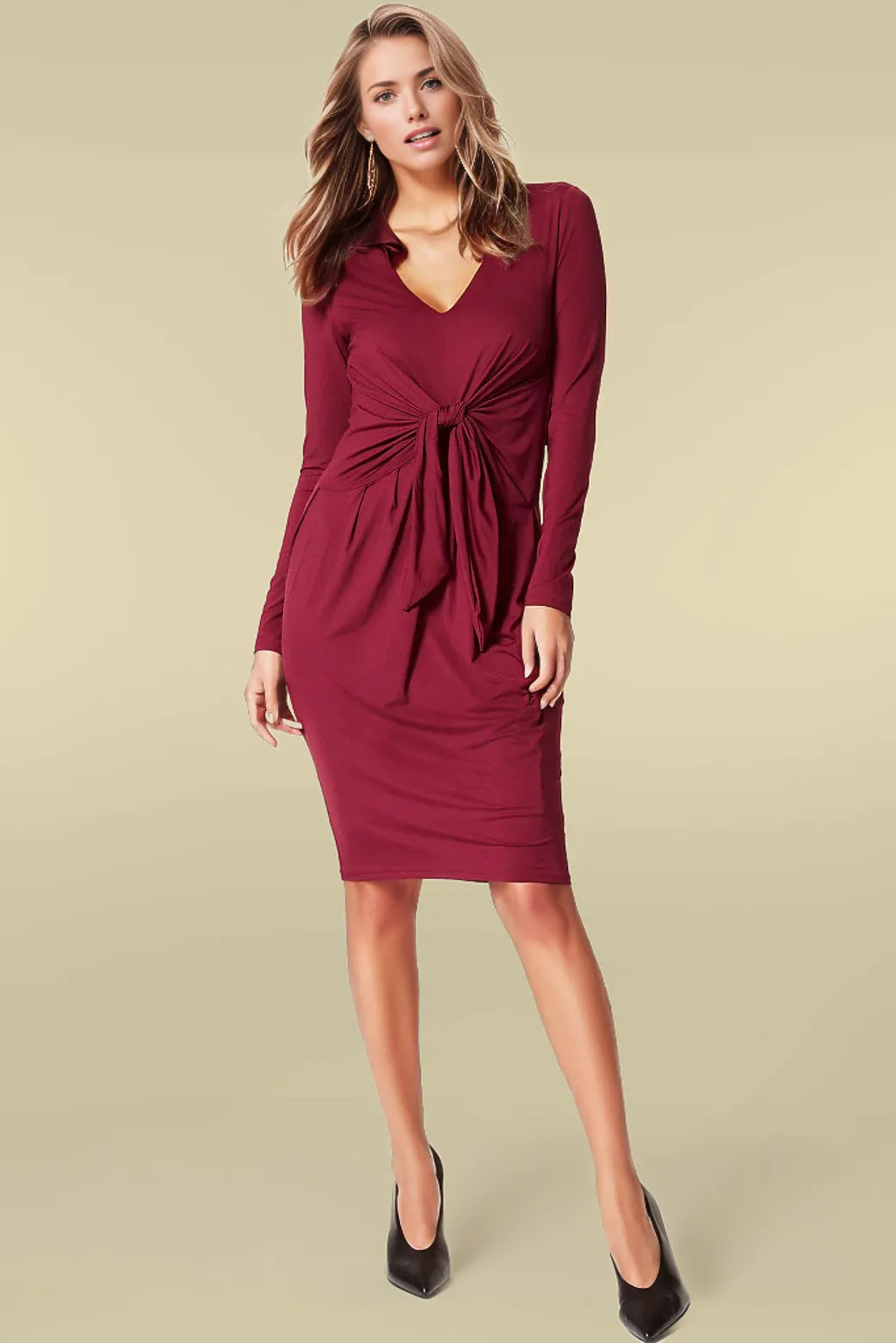 Low Prices Tie Front Jersey Dress