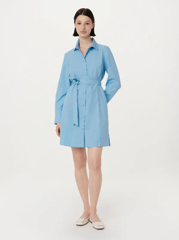 boho-chic dressThe Poplin Shirt Dress in Sky Blue